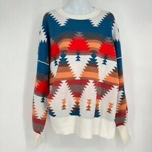 Unbranded Southwestern Geometric Print Sweater‎ Long Sleeve Crew Neck Unisex XL